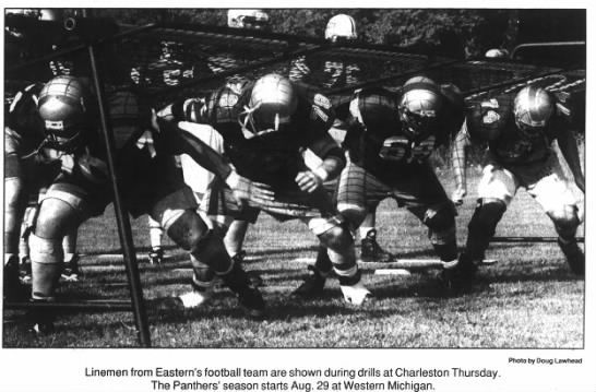 Linemen during drills